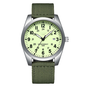 Orologio da uomo in stile militare, cinturino in nylon, resistente all'acqua fino a 50 m, con datario, quadrante nero, orologio casual da esterno, orologio al quarzo - Product Image 6