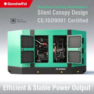 גנרטור דיזל סופר שקט של Goodwind Power משנת 2026, דגם OEM, בעל מנועי Weichai, 38 קילוואט, 45 קילוואט-אמפר, תלת פאזי, מתח מדורג 400 וולט, עם מנועי Perkins. - Product Image 1