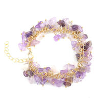 Bracelet de perles ODM OEM en pierre de cristal naturel, améthyste, gravier, pierre de guérison, pierres précieuses, puces, bracelet en cristal