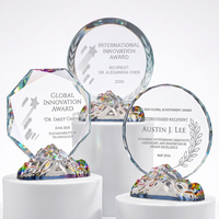 Nouveau trophée octogonal en cristal avec base montagne irisée 3D – Récompense pour événements sportifs et reconnaissance d'entreprise
