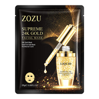 Masque en feuille peel-off nourrissant à l'or pur 24 carats ZOZU OEM ODM pour le visage, format voyage, origine Guangdong, fabricant grossiste