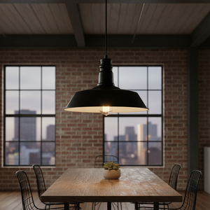 Lampada a sospensione industriale in metallo nero, modello Line E27 360mm (GSC 0705245) - Product Image 3
