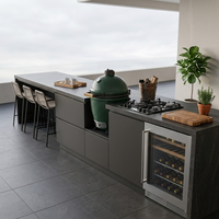 Cuisine extérieure modulaire personnalisée en acier inoxydable avec évier, robinet, brûleur à gaz, porte vitrée et réfrigérateur pour jardin, terrasse et patio