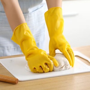 Guantes de Goma Oxford Amarillos, Impermeables, Antideslizantes, para Lavar Platos en la Cocina, para Limpieza del Hogar - Product Image 3