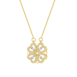 Collar de Acero Inoxidable de la Amistad y la Suerte al por Mayor, Collar Personalizado con Trébol de Cuatro Hojas para Mujer, Joyería Chapada en Oro de 18k - Product Image 2
