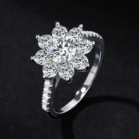 S925 Silber Moissanit-Schmuckset Sonnenblumen-Design Exquisite Halskette Ohrringe Ring Set Damen Hochzeit Party Schmuck
