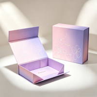 Boîte d'emballage rigide personnalisée avec logo dégradé rose et violet, élégante boîte cadeau pliable magnétique pour kit de soins de la peau