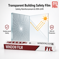 Película de Seguridad Transparente para Ventanas FYL, Directo de Fábrica, Control Solar UV99+IRR9%, Bloqueo UV99%, Protección UV99, Anti-Rotura