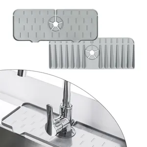 Low MOQ Faucet Splash Guard Silicone Faucet Handle Drip Catcher Tray Kitchen Guard Silicone Sink Faucet Mat