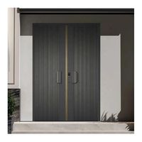 Ensemble de serrures de porte extérieure en aluminium noir de 32 pouces de luxe moderne avec poignées doubles Quincaillerie de porte extérieure avec feux latéraux