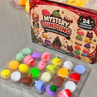 Calendrier de l'Avent de Noël 2026 : Assortiment de Jouets Anti-Stress Squishy TPR en Forme de Dumpling de Noël, 24 Surprises de Fêtes