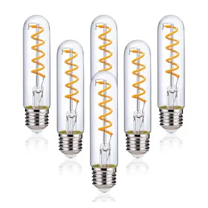 220V E27 4W T30-125mm dimmable spiral filament Led bulb warm white 2200K Glass cover Vintage tube light bulb