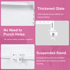 Metal Pegboard <b>Desk</b> Organizer 59x35 Inch Dual Monitor Stand With Privacy Panel Gaming <b>Workstation</b> - Product Image 6