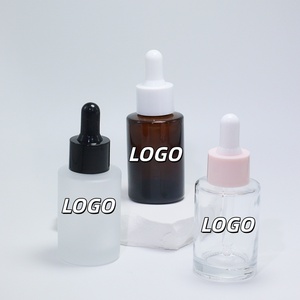 New 30ml Round Glass Transparent Frosted Flat Shoulder Dropper <b>Bottle</b> - Product Image 1