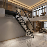 Escalier extérieur moderne en acier galvanisé pliable à charge lourde, installation fixe par boulons pour villa, condominium, entrepôt, escaliers flottants