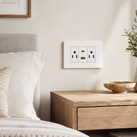 Prise murale américaine standard à 3 prises 10A avec USB Type-C à charge rapide, panneau PC, prise électrique personnalisée, directement de l'usine