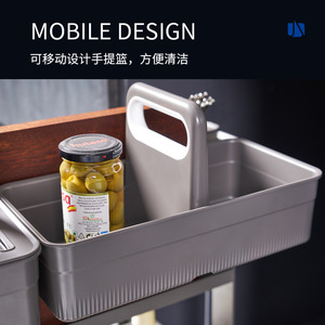 Unihopper Glass Condiment <b>Pull</b>-<b>Out</b> <b>Basket</b> 300 350 400 450 Containers Aluminum Alloy <b>Kitchen</b> Drawer Storage Rack - Product Image 4