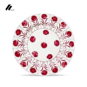 Vaisselle en porcelaine fine à motif de fleurs cramoisies élégantes, vaisselle décorative de style royal de luxe pour les banquets de mariage et les fêtes - Product Image 4