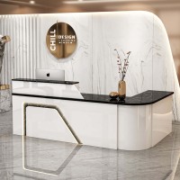 Petit bureau de réception moderne Comptoir de réception Bureau de réception blanc Salon de beauté L Meuble de salon incurvé en coin