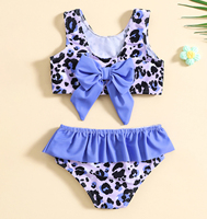 OEM ODM Custom OEKO-TEX meisjes 2-delige bikini badpak luipaard vlinderprint kinder zomer strand groothandel