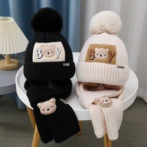 Enfants hiver chaud Jacquard tricoté <span class=keywords><strong>Bonnet</strong></span> ensemble chapeau écharpe fourrure Pom Pom sport affaires fête Ski cyclisme plage usage quotidien - Product Image 3