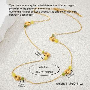 Collar con Colgante de Estilo Bohemio Chapado en Oro para Mujer, con Combinación de Piedras Naturales y Cadena de Cuentas, Ideal para Agregar Estilo - Product Image 6