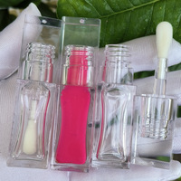 En stock – 50 tubes carrés transparents personnalisables pour brillant à lèvres ou huile à lèvres, 7 ml et 10 ml, avec grand applicateur