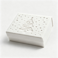 Boîte cadeau de Noël en velours rouge personnalisée, motif sapin de Noël en feuille d'argent, boîte rigide en velours pour emballage cadeau de fêtes