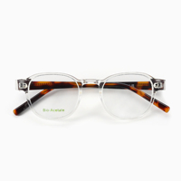 Nouvelles lunettes optiques en bio acétate à la mode de style rond pour hommes femmes en monture bleue noire avec logo personnalisé