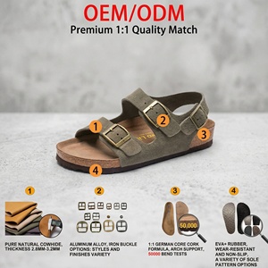 BK Birkan - Sandalias de Verano de Piel de Vacuno y Ante, Diseño de Moda, Suela Suave, Abiertas y Cómodas, para Hombre y Mujer, con EVA - Product Image 2