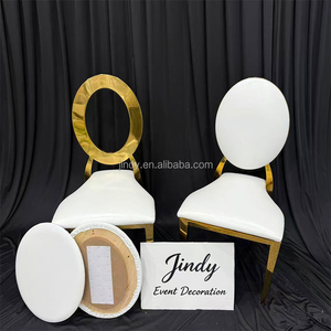 Sillas Apilables <span class=keywords><strong>de</strong></span> Acero Inoxidable Dorado en Oferta, Sillas Redondas con Respaldo en Forma <span class=keywords><strong>de</strong></span> O, Tapizadas en Piel Sintética y Terciopelo para Hoteles, Banquetes, Bodas y Eventos - Product Image 3