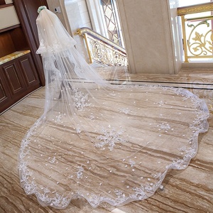 Velo da Sposa Personalizzato Shenglan a Due Strati, Stile Europeo, Lungo 4x3 Metri, in Pizzo <span class=keywords><strong>con</strong></span> Pettine, <span class=keywords><strong>Accessori</strong></span> <span class=keywords><strong>per</strong></span> <span class=keywords><strong>Capelli</strong></span> da Sposa - Product Image 6