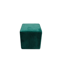 Vente en gros de meubles de salon modernes pouf carré repose-pieds pouf en tissu de velours vert à rayures
