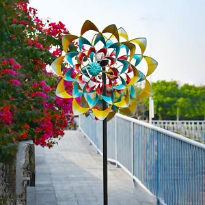 Vent <span class=keywords><strong>solaire</strong></span> Spinner multicolore LED boule <span class=keywords><strong>de</strong></span> verre double direction métal cinétique vent Sculpture décorative pelouse ornement <span class=keywords><strong>moulin</strong></span> à vent - Product Image 4