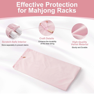 Bolsa de Lujo de Terciopelo Rosa para Fichas de Mahjong con Cierre de Cordón, Organizador de Almacenamiento Duradero y Ecológico para Fichas Americanas - Product Image 6
