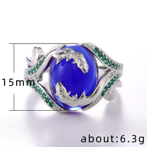 Anello Vintage a Doppia Sirena per Donne, Elegante con Accenti in Cristallo, Regolabile, Gioiello di Moda per Uso Quotidiano - Product Image 5