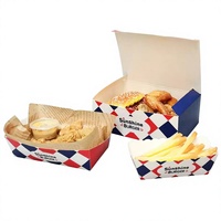 Boîte en carton ondulé jetable à montage automatique pour frites et snacks, avec logo personnalisé en relief, haut de gamme, pour la restauration rapide