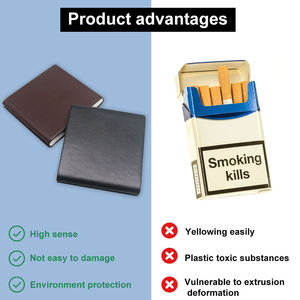 Logo personnalisé étui à cigarettes de luxe en <span class=keywords><strong>cuir</strong></span> boîte en métal 10 pièces Cigarettes tabac produit mallette de rangement étui à cigarettes en étain - Product Image 2