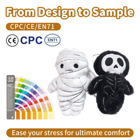 Porte-clés peluche squeaky mignon Halloween, squelette, momie, mini poupée en peluche, pendentif de sac, prix de machine à griffes, cadeau d'Halloween