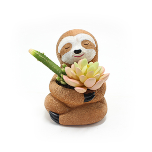 Sloth Flower Pots Succulent Planter Indoor Outdoor Resin Plant Cactus Pot Container With Drainage Hole Desktop Home Office