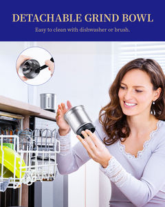 Molino Eléctrico <span class=keywords><strong>de</strong></span> Acero Inoxidable <span class=keywords><strong>de</strong></span> Doble Taza para Moler Especias Secas y Húmedas, Molinillo Eléctrico para Granos - Product Image 2