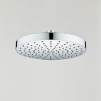 Moderno cabezal de ducha redondo de 8 pulgadas, cromado, de ABS y silicona, antiobstrucción, con flujo de fácil instalación para cuarto de ducha