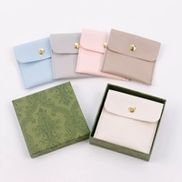 Vente flash - Pochette à bijoux en cuir PU avec logo personnalisé en relief, petite pochette enveloppe pour bagues, boucles d'oreilles, colliers, emballage cadeau