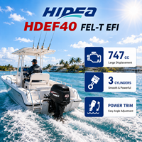 Moteur hors-bord marin Hidea HDEF40 FEL-T EFI 40 CV 4 temps avec commande à distance Power Trim & Tilt et arbre long pour bateau de patrouille