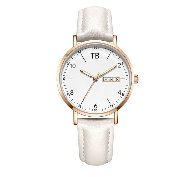 white leather watch