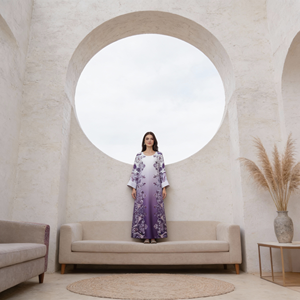 High Quality Custom Printed Polyester Elegant Long Maxi Abaya <b>Dress</b> for Muslim <b>Women</b> Wholesale - Product Image 2