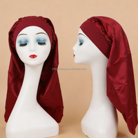 Bonnet de Nuit Extra Large en Soie Satinée Colorée Légère pour Yoga et Spa, avec Bande Réglable et Chouchous, Idéal pour Cheveux Bouclés et Usage Professionnel