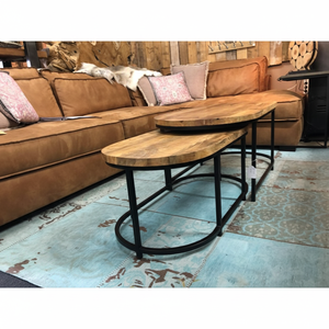 Mesas de centro con borde en forma de barco con mesa de centro inteligente de madera maciza, muebles de sala de estar, mesas de exterior con diseño moderno de Metal W - Product Image 1