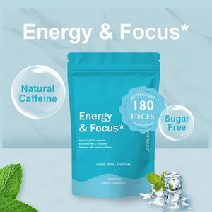 Caramelos Energéticos y de Concentración, 80 mg de Cafeína Natural, Vitaminas, L-Teanina, Suplemento Vegano <span class=keywords><strong>para</strong></span> Ejercicio, Estudio, Concentración Diaria, Menta, 180 Unidades - Product Image 6