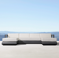 Design simple, ensemble de canapés de patio en aluminium en forme de L et de U pour meubles de jardin